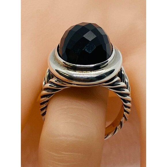 David Yurman Albion Onyx Sterling Silver 925 Oval Ring Size 8 - Picture 10 of 13